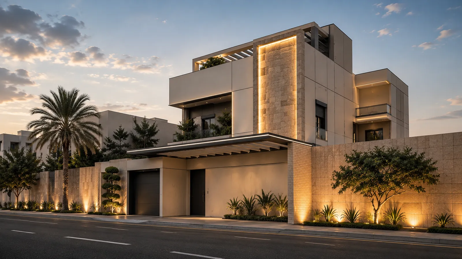 Modern luxury villa facade