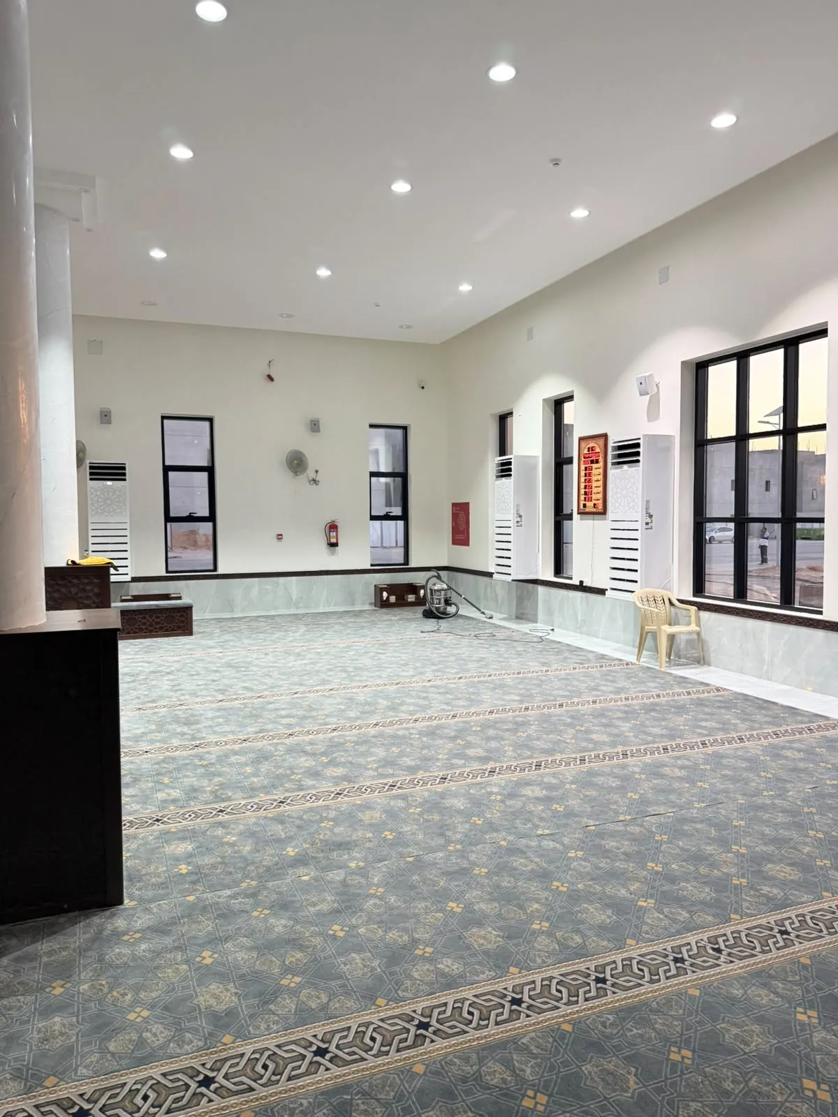 Mosque prayer hall interior finished