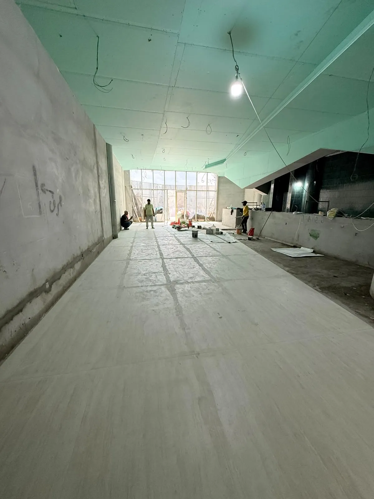 Main hall flooring works on site