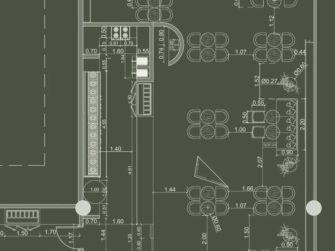 Restaurant engineering furniture plan 2D