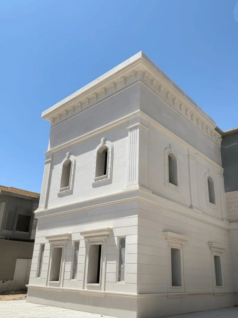 Classical white villa facade